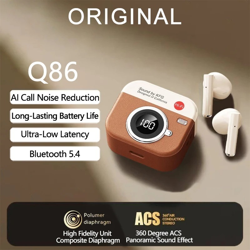 หูฟังบลูทูธ 5.4 TWS Q86 แบบไร้สาย พร้อมไมโครโฟนความละเอียดสูง สำหรับการสนทนา
