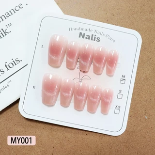 MY/MD เล็บปลอม สไตล์โมเดิรน สีลูกแก้วแคทอายใช้งานง่าย10 ชิ้น/ไซส์ XS/S/Mเซ็ตเล็บปลอม ฟรีกาวสิริโคนติดเล็บ เล็บปลอม