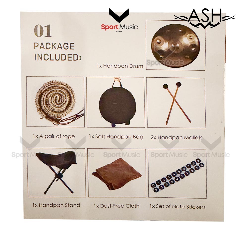 ASHs Handpan Drum ขนาด 22" นิ้ว 9 note พร้อมกระเป๋า รูปที่ 7