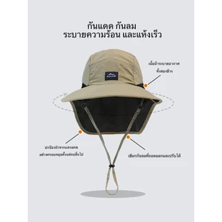 หมวกกันแดด หมวกปีกกว้าง ป้องกันUV 360 องศา สำหรับเดินป่า ตกปลา