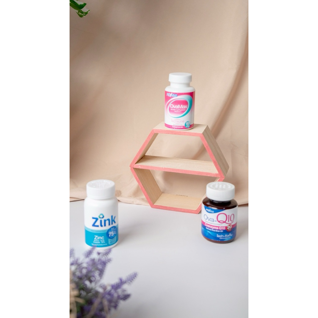 set บำรุงผู้หญิงOVAMAX 1 กระปุก +Q10 1 กระปุก แถมZink 1 กระปุก/ผลิตภัณฑ์เสริมอาหาร