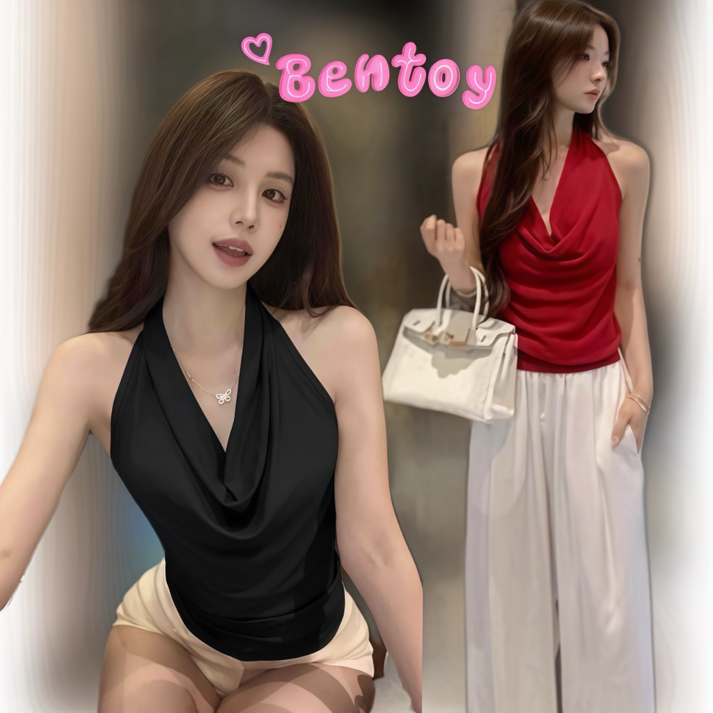 Bentoy พร้อมส่งในไทย bratop5593 เสื้อกล้ามห้อยคอ ดีเทลชายลูกไม้ เซ็กซี่เบาๆ ฟองน้ำในตัว ใส่สบาย nobra