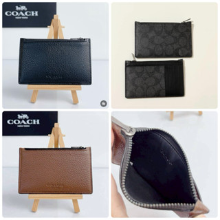 [ของแท้] 🍀พร้อมส่ง Coach Zip Card Case ใส่บัตรชาย