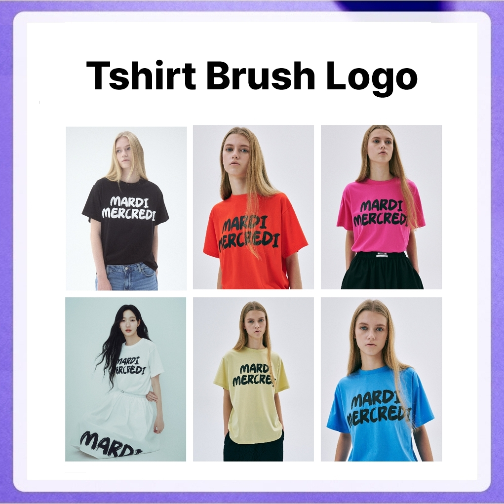 Mardi Mercredi Tshirt Brush Logo (Ivory Black, Black White, Yellow Black, Blue Black, Orange Black)