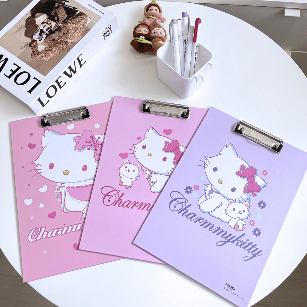 MOMOMARTคลิปบอร์ด ลาย Charmmy Kitty ลิขสิทธิ์แท้ Sanrio กระดาษรองเขียน Clip Board A4 มี 3 ลายให้เลือก