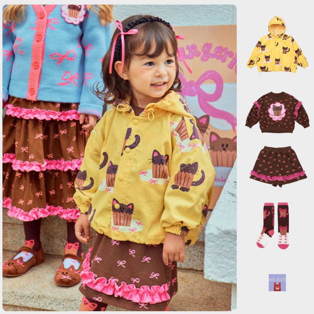 【พร้อมส่ง】「สินค้าลิขสิทธิ์แท้」IRIS KIDS Bebe series IKS33039 little cat set เสื้อผ้าสไตส์เกาหลี