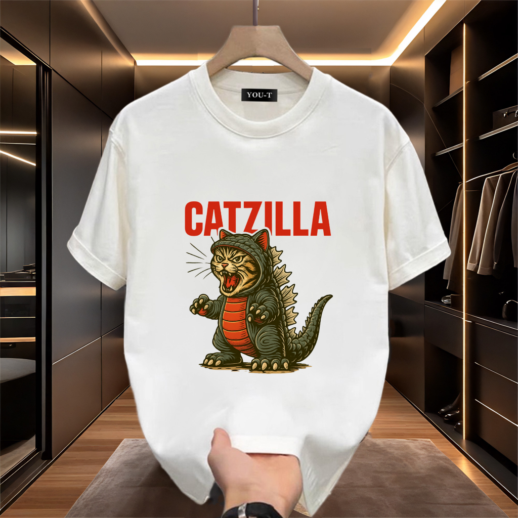 UT shop เสื้อยืดOversize''Catzilla'' t shirt cotton100% เสื้อยืดการ์ตูน พลัสไซส์ ใส่สบาย เสื้อ แฟชั่น เกาหลี3XL
