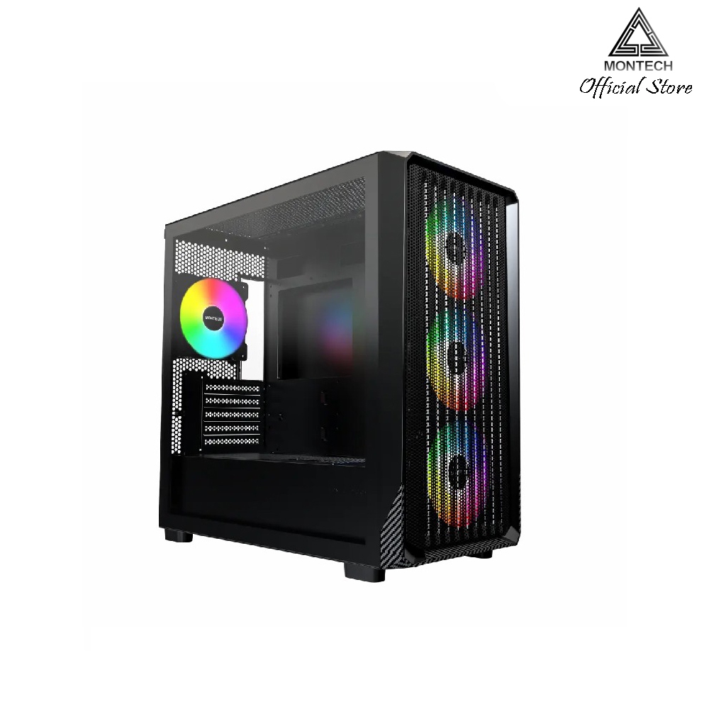 CASE MONTECH X5M BLACK - จัดเต็มพัดลม4 ตัว