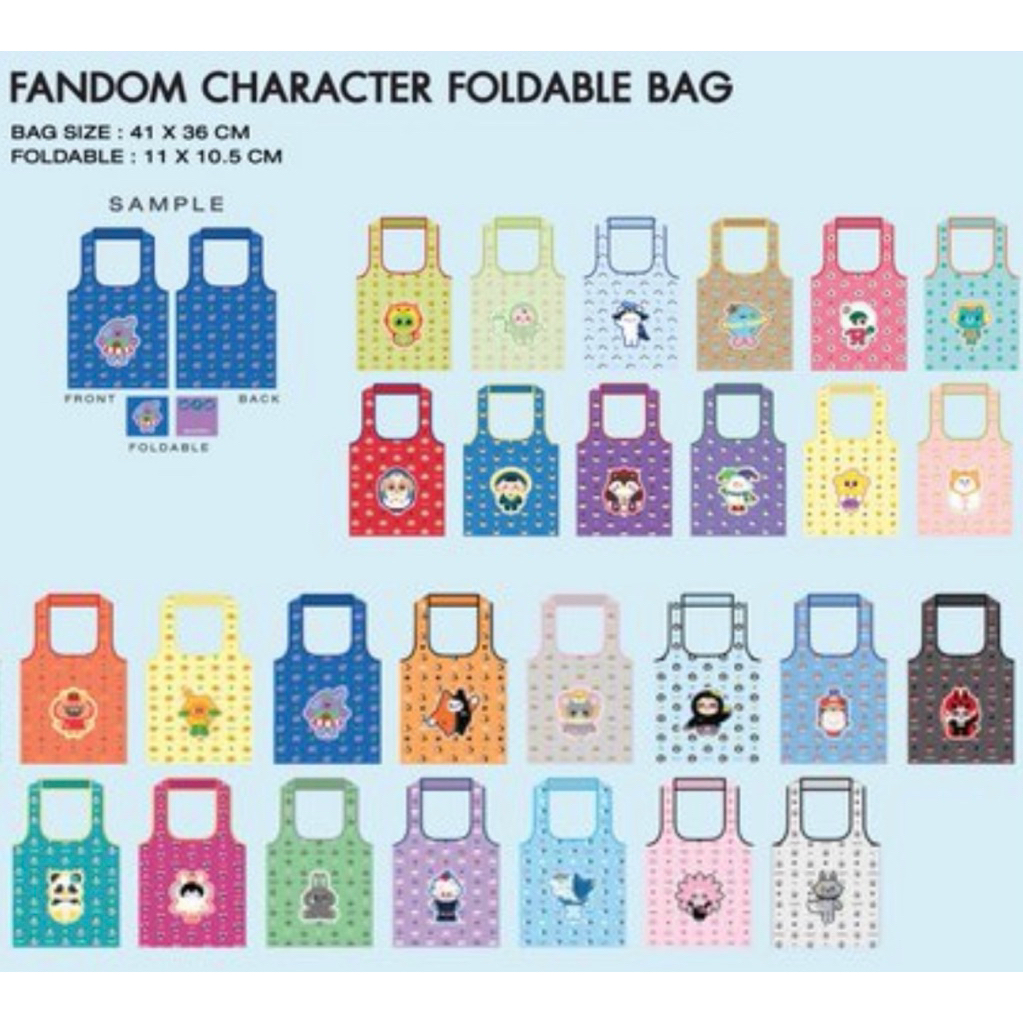 FANDOM CHARACTER FOLDABLE BAG GMMTV PERMPOON Domiia Avocean Jummo Any TOMAFOX POLCASAN Lunar Wesley