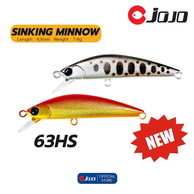 JOJO Heavy Sinking Minnow 63HS เหยื่อปลอม ตกปลา 63mm 7.4g กระสูบ กะพง และปลาล่าเหยื่ออื่นๆ