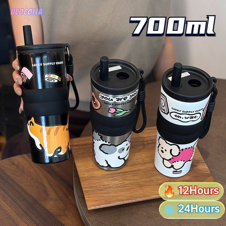 UCOCOLLA (700ml)แก้วเก็บความเย็น เคลือบเซรามิค สแตนเลส ขนาดพกพา สูญญากาศ ถ้วยเก็บความร้อน ทนทาน – โปรปัง