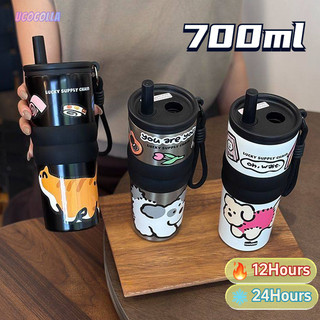 UCOCOLLA (700ml)แก้วเก็บความเย็น เคลือบเซรามิค สแตนเลส ขนาดพกพา สูญญากาศ ถ้วยเก็บความร้อน ทนทาน