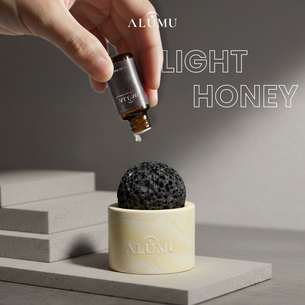 ALUMU COLOR หินภูเขาไฟพร้อมนํ้ามันหอมระเหย (Light Honey) - THE COLOR SPHERE LAVA STONE DIFFUSER WITH AROMA OIL