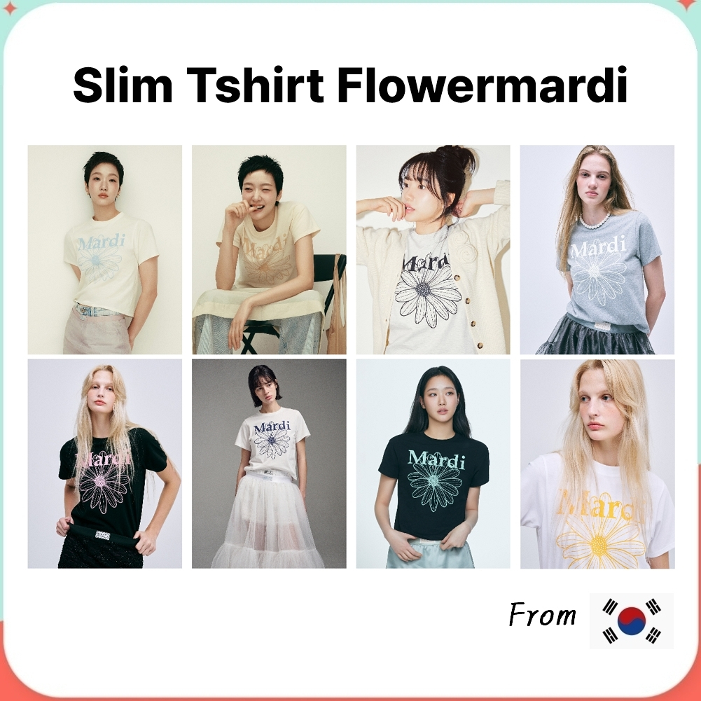 Mardi Mercredi Slim Tshirt Flowermardi (Black Ivory, Grey Ivory, Oatmeal Black, Black Pink, Oatmeal Pink, Navy Lavender)