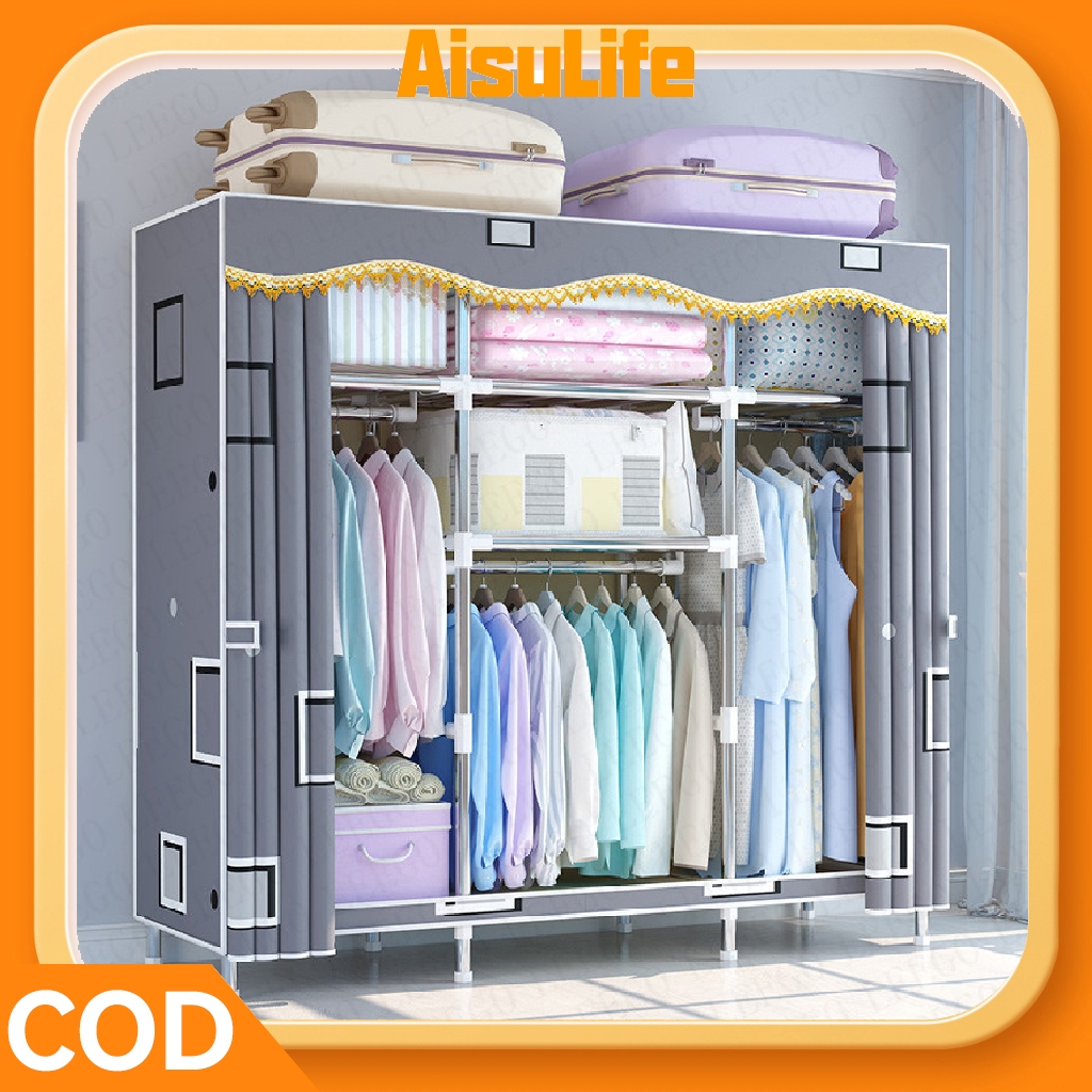 30mm ตู้เสื้อผ้า ไม่ต้องประกอบ ตู้ผ้า ตู้เสื้อผ้าเหล็ก รับน้ำหนักได้ 800 กิโลกรัม wardrobe ความจุสูง