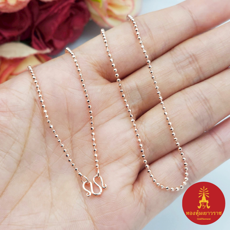 สร้อยคอนาก สีพิ้งค์โกลด์ ลายไข่ปลาตัดลาย ความยาว 20,24 นิ้ว งานชุบ ดีไซน์น่ารัก ดูดี แฟชั่น #ปลายทาง