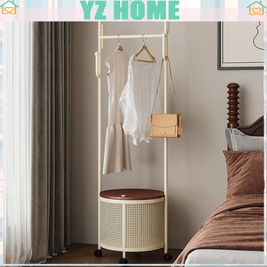 พร้อมส่ง เสาแขวนผ้า ราวแขวนเสื้อเคลื่อนที่ ที่แขวนหมวกกระเป๋า เก็บเสื้อผ้าได้มาก ทำจากเหล็ก ล้อเลื่อน น้ำหนักเบา wyh