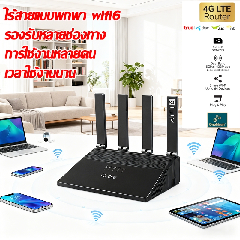 🔥รับประกัน 5 ปี🔥เร้าเตอร์ใส่ซิม 9900Mbps ใช้ได้กับซิมทุกเครือข่าย WiFi-6 5.8G/2.4G Dual-band รับประกัน สัญญาณเต็มไม่ต