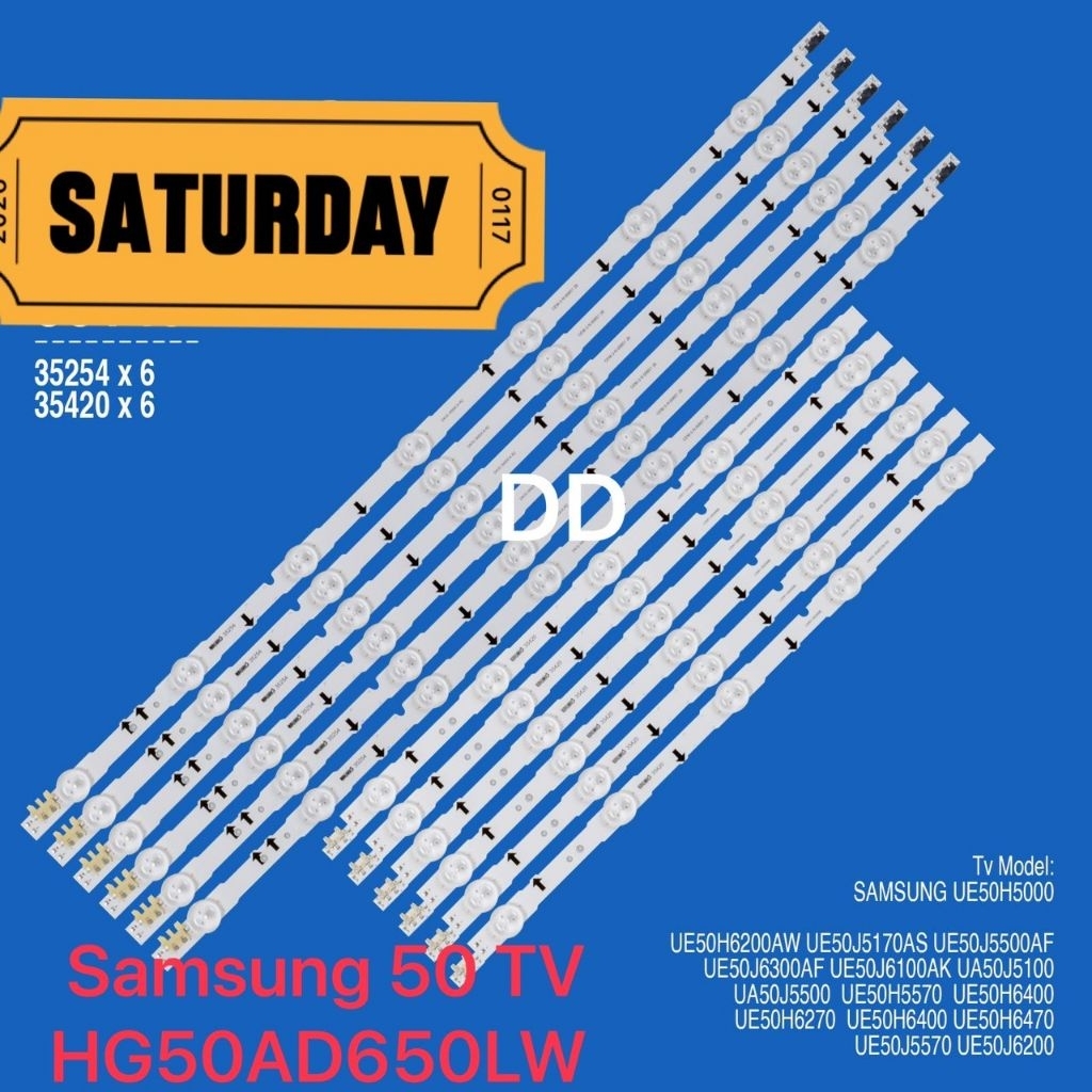 หลอดไฟ  BACKLIGHT Samsung 50 TVรุ่น HG50AD650LW อะไหล่แท้/ของถอดมือสองHG50AD650  6×12 หลอด