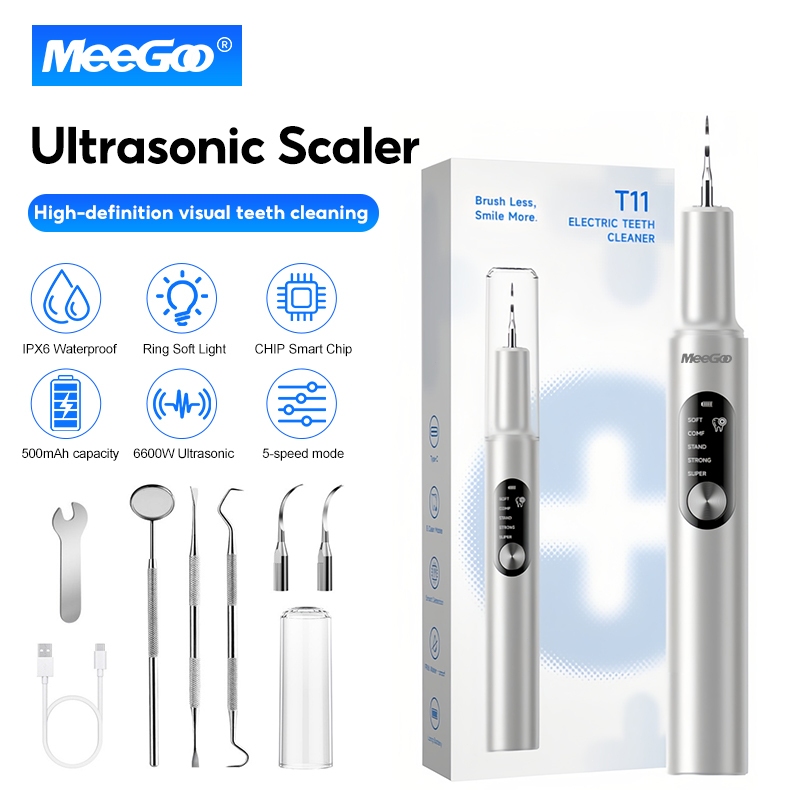 MeeGoo  เครื่องขูดหินปูนไฟฟ้า ขจัดคราบฟัน ที่ขูดหินปูน ระบบอัลตราโซนิก ฆ่าเชื้ออัตโนมัติ
