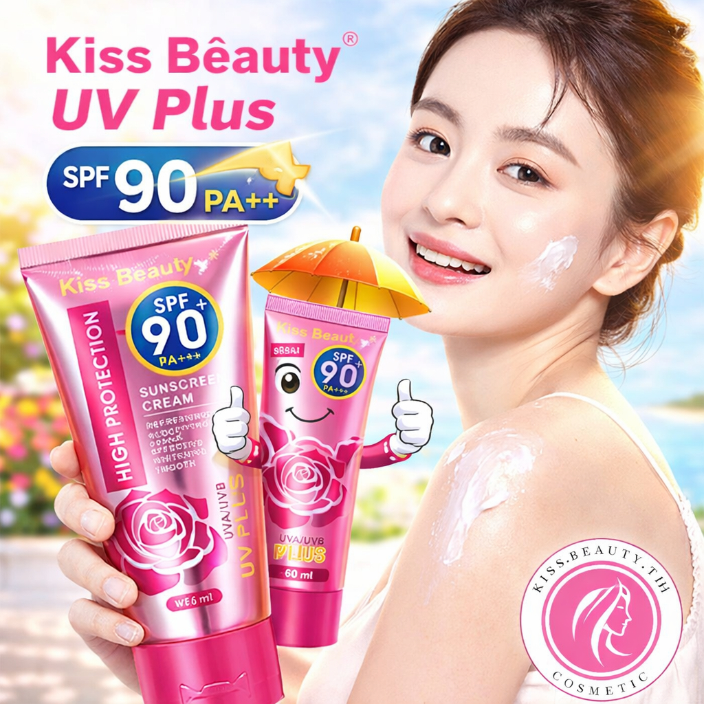 Kiss Beauty UV Plus SPF90 PA ++ ครีมกันแดด High Protection ครีมกันแดดสูตรไวท์เทนนิ่งสมูท 60 ml.