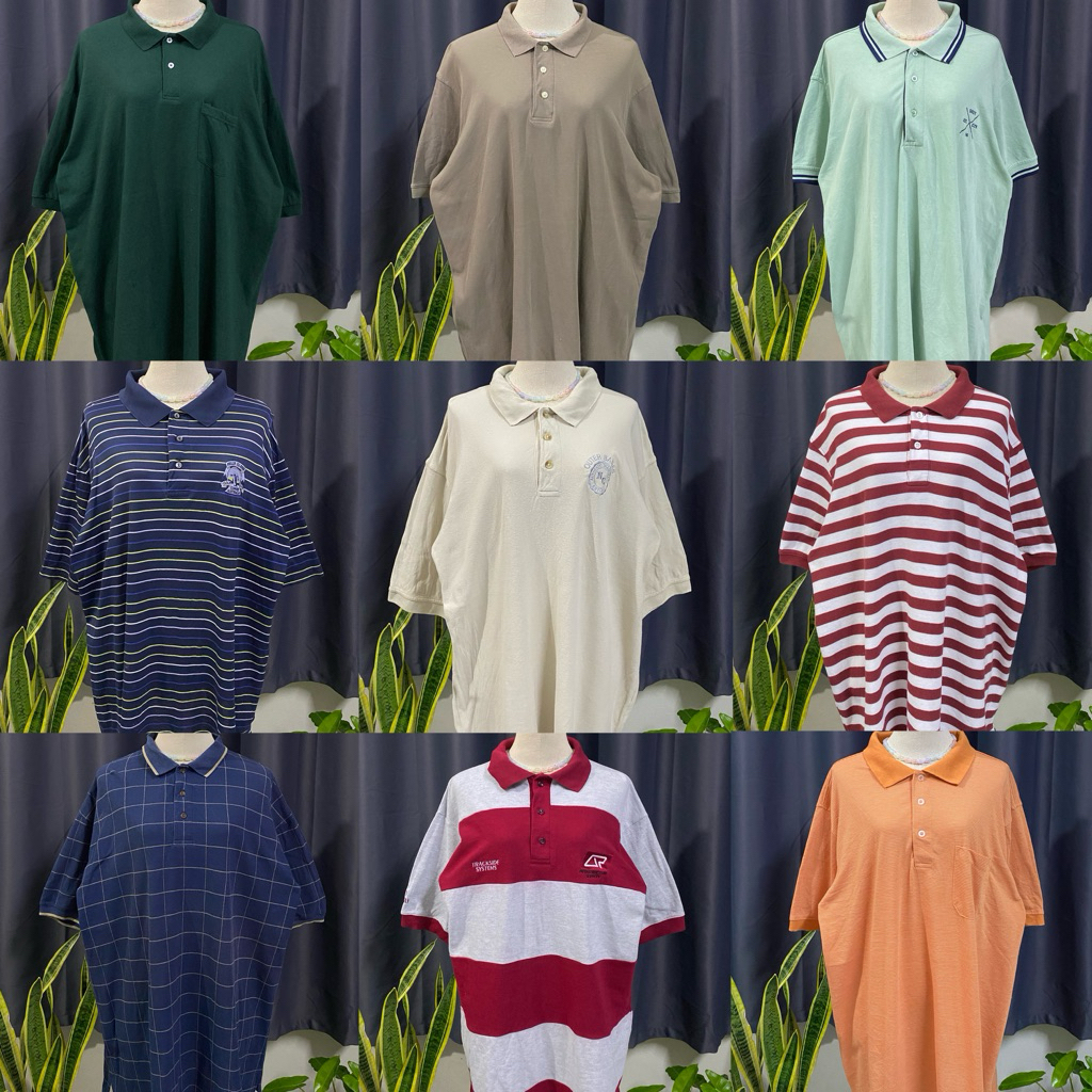 #PL2 เสื้อโปโลโอเวอร์ไซส์มือสอง เสื้อคอปกโอเวอร์ไซส์ ไซส์XL-6XL (อก48-60+)