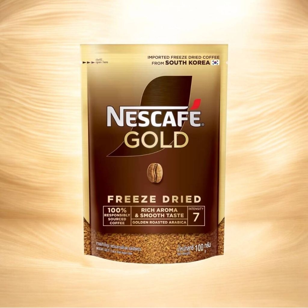 Nescafe Gold Blend เนสกาแฟโกลด์เบลนด์กาแฟสำเร็จรูปถุงตั้ง 100กรัม เมล็ดกาแฟอาราบิก้าและโรบัสต้า