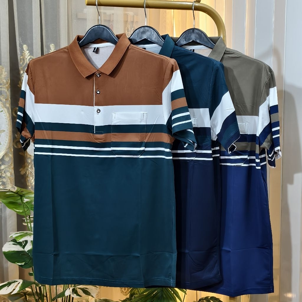 เสื้อโปโลสุภาพ ผู้ชาย แขนสั้น ใส่สบาย ไม่ร้อนผ้าระบายอากาศดีเรียบหรูดูดีทุกโอกาส