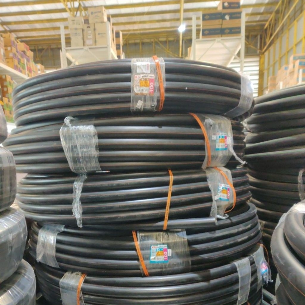 ท่อ LDPE คาดส้ม 50มม. 100ม. 4บาร์ Super Products