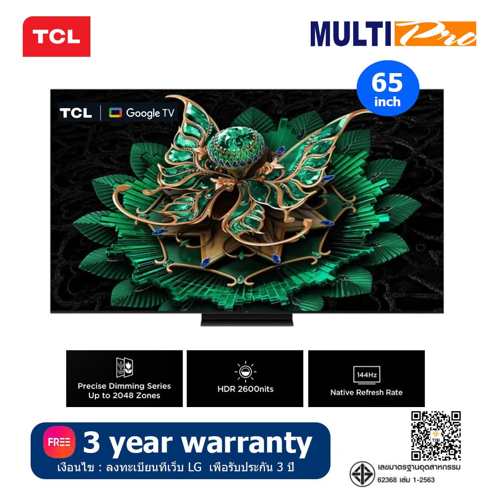 TCL Premium QD-Mini LED TV รุ่น 65C7K ขนาด 65 นิ้ว Google TV