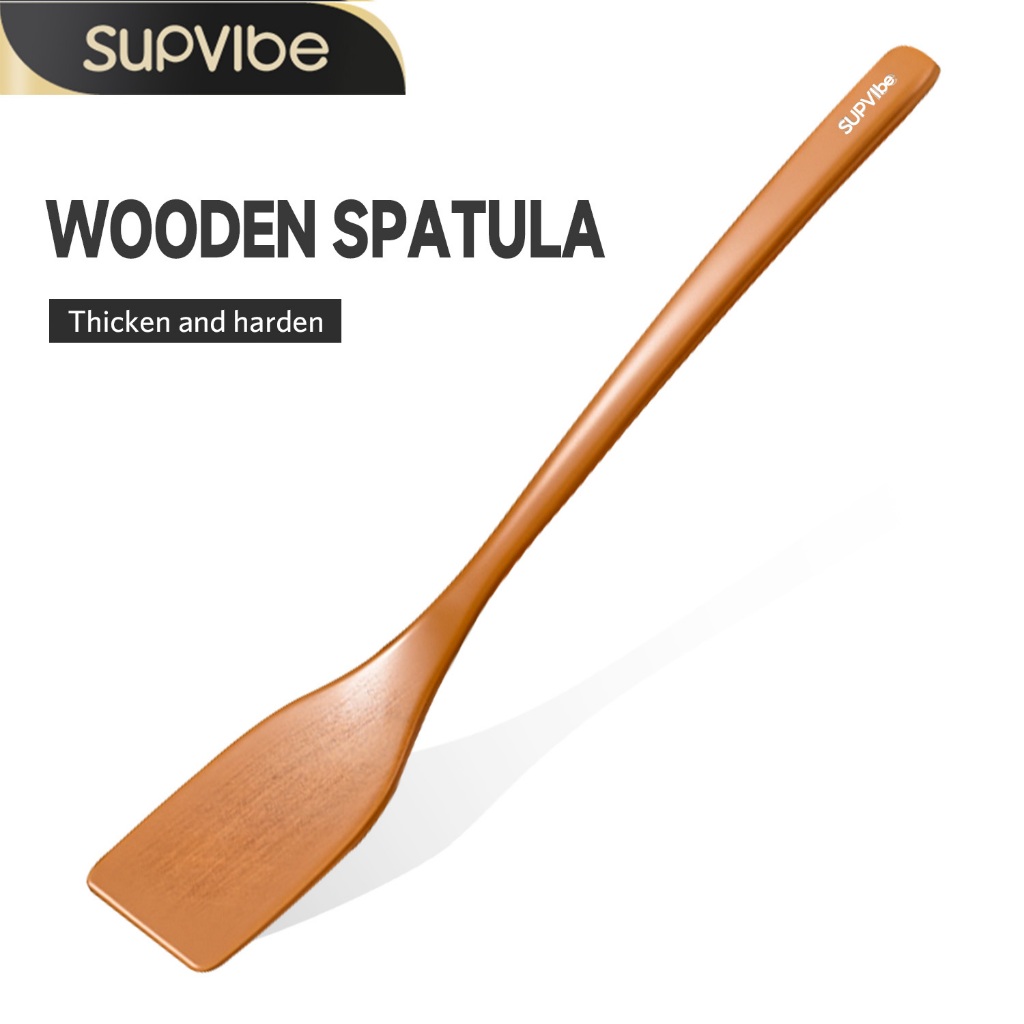 SUPVIBE พลั่วไม้ ไม้พายทำอาหาร ตะหลิวไม้  ไข่ดาวและสเต็ก บาร์บีคิว จับถนัดมือ ไม้พายทนความร้อน อุปกรณ์ทำอาหาร