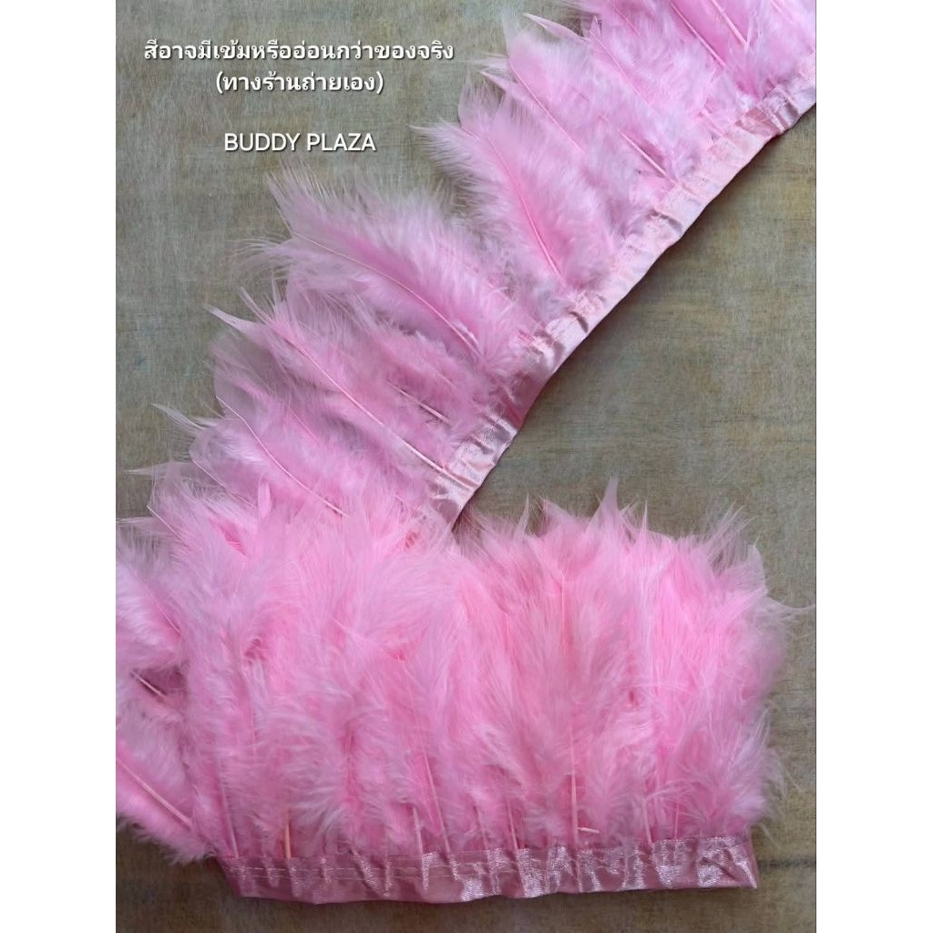 ขนนกขนฟู  เส้นขนนก ขนฟู หน้ากว้าง 12-14cm ปลายตัด ก้านแข็ง แพ็คละ 2 หลา 190cm ราคาแพ็คละ 159 บาท