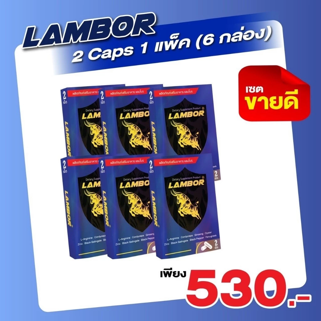 LAMBOR อาหารเสริมผู้ชาย l Lambor 2 Caps (6 กล่อง)