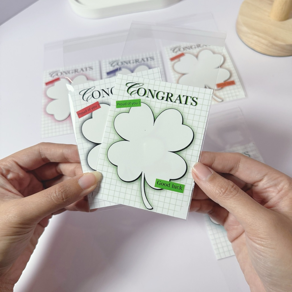 (พร้อมส่ง)แพ็คเกจใบโคลฟเวอร์☘️ใส่ของมี2ขนาด☘️ของปัจฉิม กระดาษ+ซองใสฝากาว - รูปที่ 2