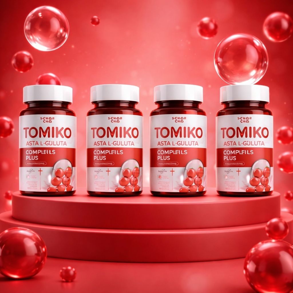 TOMIKO ASTA L-GLUTA COMPLEX PLUS🍅 อาหารเสริมเร่งขาว 4 แถม 1