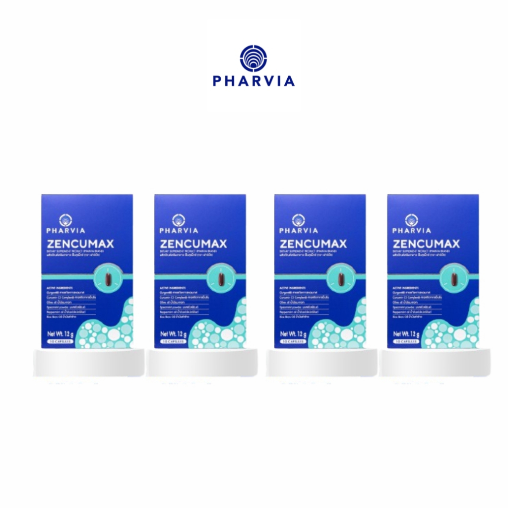 Pharvia Zencumax 4 กล่อง 40 แคปซูล แก้กรดไหลย้อน ดูแลกระเพาะครบวงจร 3 ระยะ สบายท้องจริง
