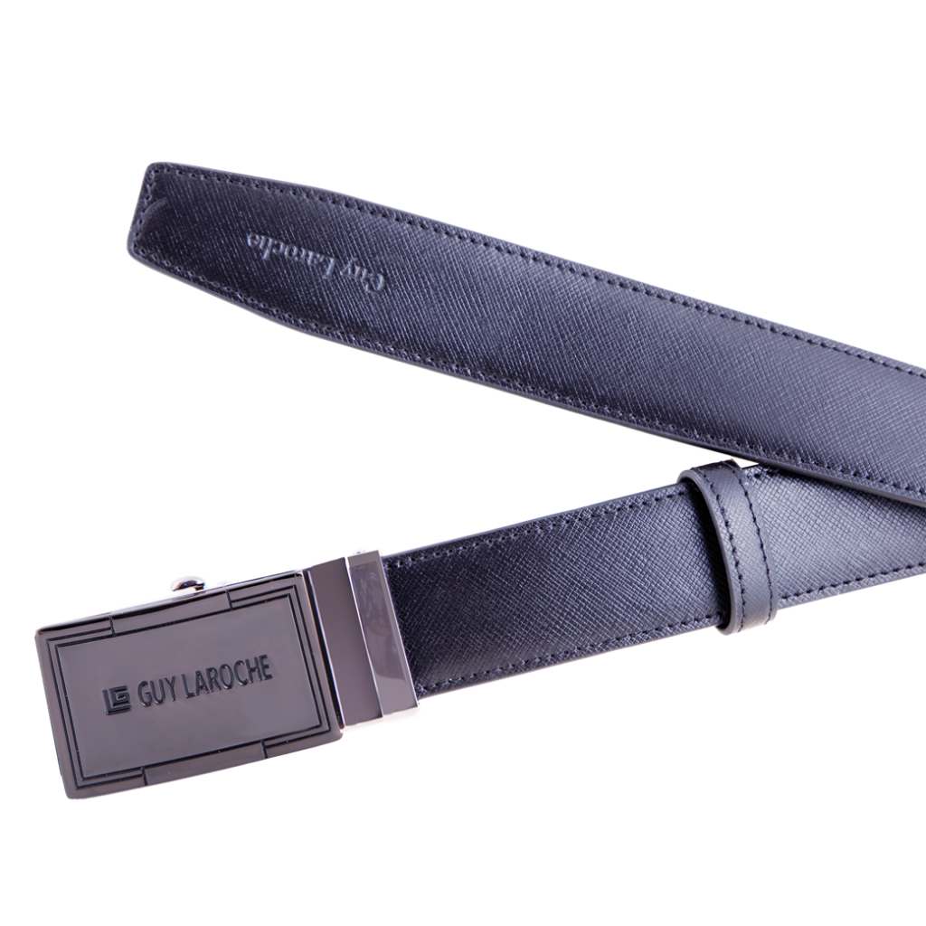 Guy Laroche เข็มขัดหนังผู้ชาย หัวเข็มขัดแบบออโต้ล๊อค สีดำ เอว 38 - 43 นิ้ว รุ่น BB51068S6BL41