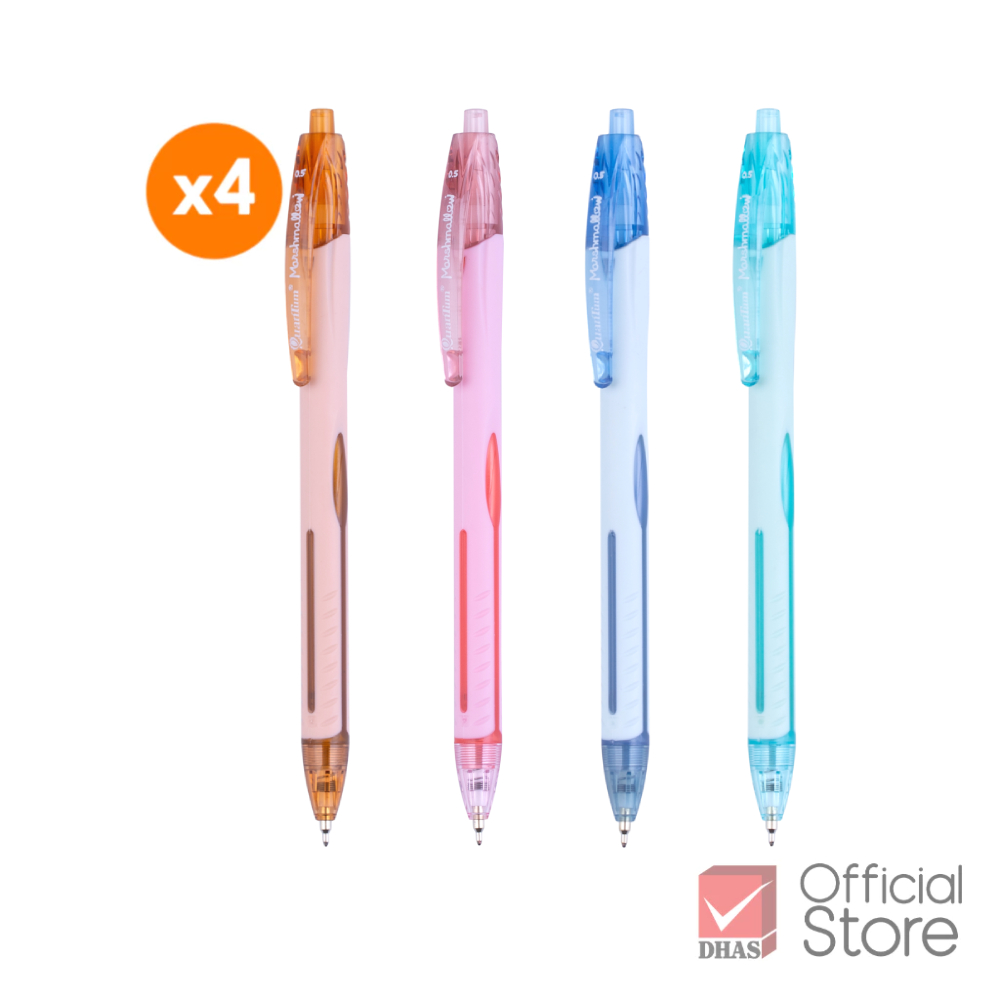[แพ็ค 4 ด้าม] Quantum ปากกา ปากกาลูกลื่น มาร์ชเมลโล่ 0.5 น้ำเงิน คละสี จำนวน 4 ด้าม