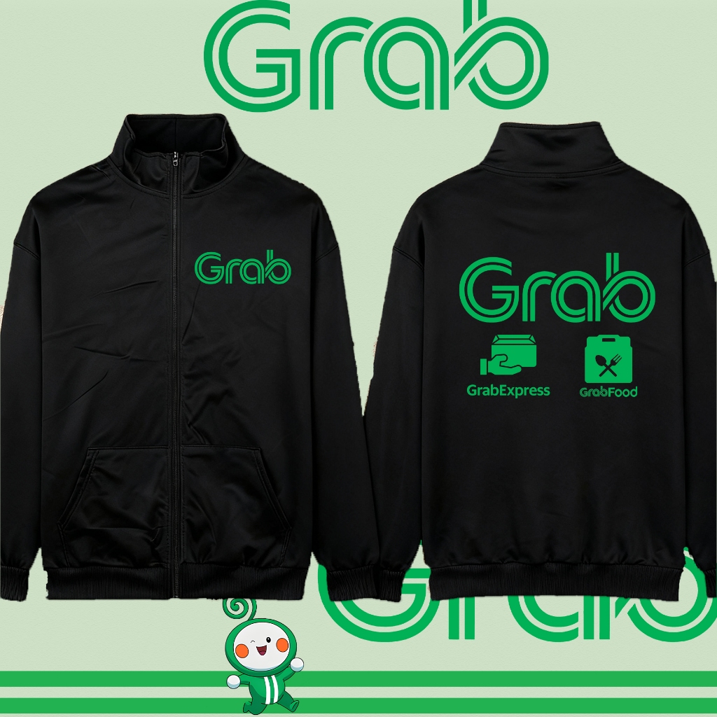 Grab ยืนคอ Cardigan ไลน์แมน งานป้าย-สวม ผ้าดีเกรด เสื้อกันหนาว Stand up collar cardigan ความสะดวกสบายในการสวมใส่ (M-3XL)