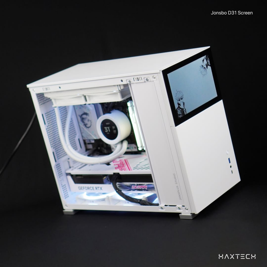 ส่งทันที Case Jonsbo D31 LCD SCREEN MicroATX std mesh white Media Z Com เคสเล็กเตี้ย+จอหน้าเคส