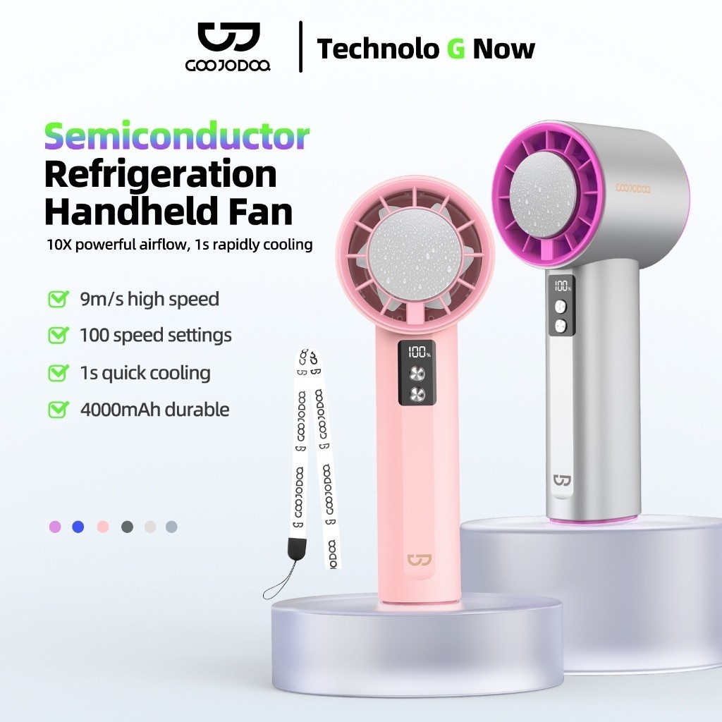 GOOJODOQ Gfs006 พัดลมพกพา 4000mah พัดลม Type C หมอกเย็น พัดลมไอเย็น 100 ระดับ