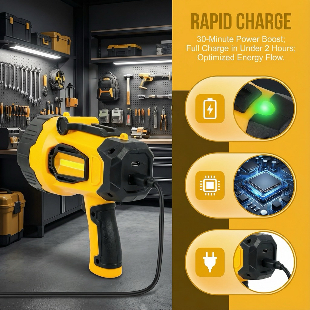 SearchLight Hy-7006 ไฟฉายสปอร์ตไลท์ทรงปืนความสว่าง หลอดCree XML-T6 800 Lumens ชาร์จในตัว เป็นพาวเวอร์แบงค์ชาร์จโทรศัพท์ - รูปที่ 4