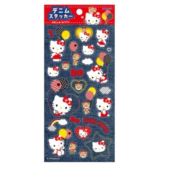สติกเกอร์ sticker denim kt white Japan Sanrio Sticker - HelloKitty : Denim Sunburn