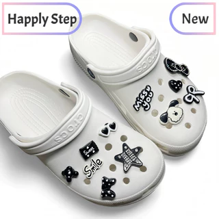 Happy Step 11ชิ้น/เซ็ต หมาขาวดำE11*เฉพาะตัวติด(พร้อมส่ง) จิ๊บบิท ตัวติดรองเท้า ชุดตกแต่งรองเท้า ลายการ์ตูนน่ารักๆ