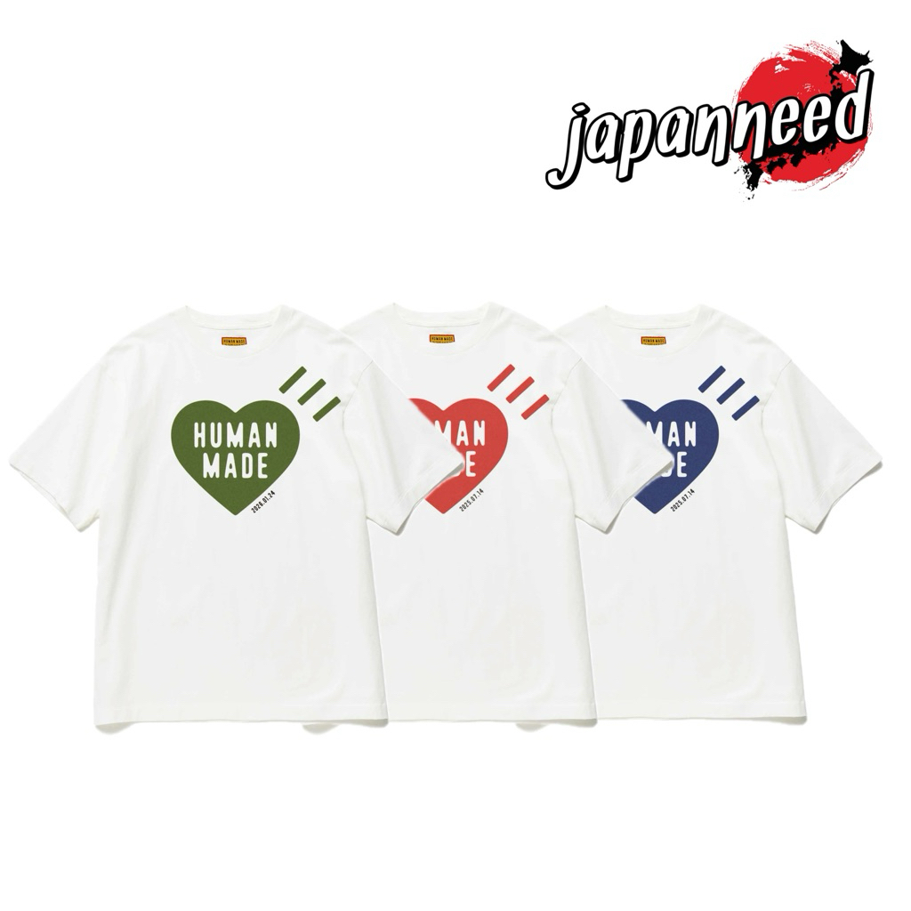 ♡彡[ของแท้💯🇯🇵พร้อมส่ง] Human Made Daily T-Shirt เสื้อยืด หัวใจ เขียว / แดง / น้ำเงิน จากญี่ปุ่น