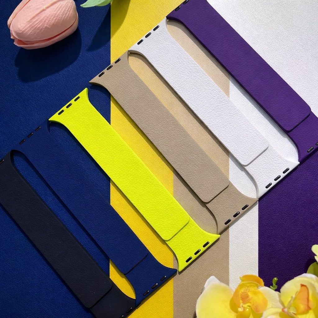 สายนาฬิกา Smartwatch สายซิลีโคนแม่เหล็ก ลายเปลือก ลิ้นจี่ ขนาด 38|40|41/(S10) 42|44|45|46|49mm