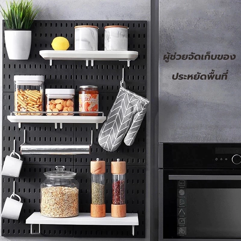 IKEA Skadis ขาว/สีดำ DIY แผ่นรูพลาสติกสำหรับจัดเก็บบนโต๊ะพร้อมชุดติดตั้ง ตัวจัดระเบียบโต๊ะเล่นเกม สกัวดิสตั้งโต๊ะ thumbnail 3