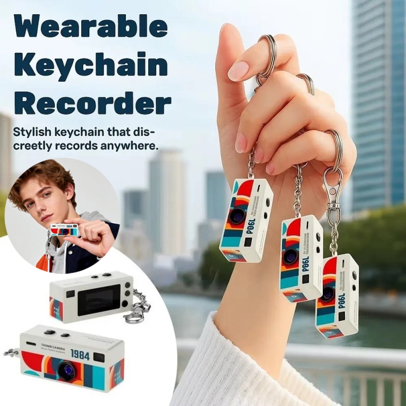กล้องพวงกุญแจ ขนาด 0.96 นิ้ว กล้องแอคชั่นขนาดเล็ก สไตล์เรโทร รองรับการ์ดหน่วยความจำ 1080P HD กล้องวิดีโอขนาดเล็กมาก