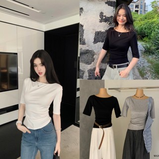 เสื้อคอกว้างจับจีบย่นช่วงเอวรุ่น 8817 TAG WG.WE 🇰🇷