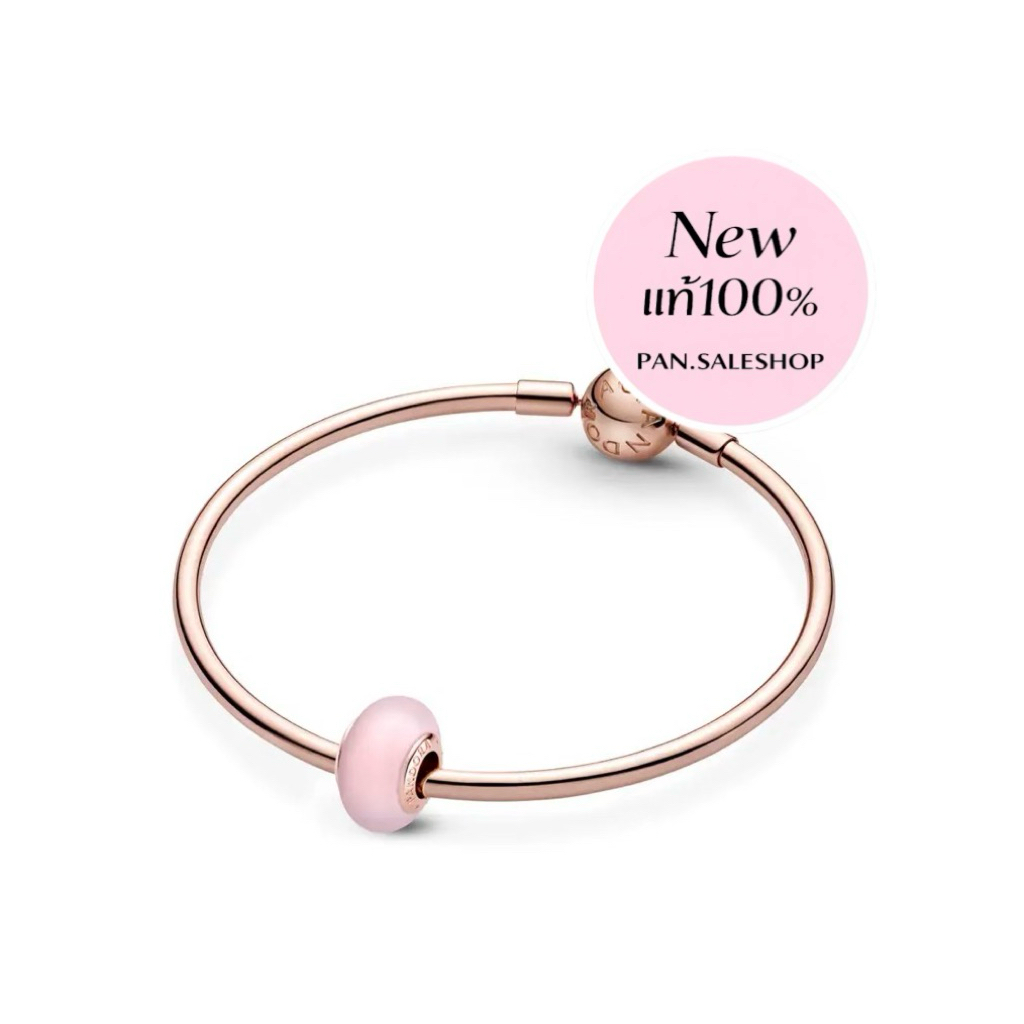 [พร้อมส่ง แท้100%]Rose charm with frosted pink murano glass - รูปที่ 2